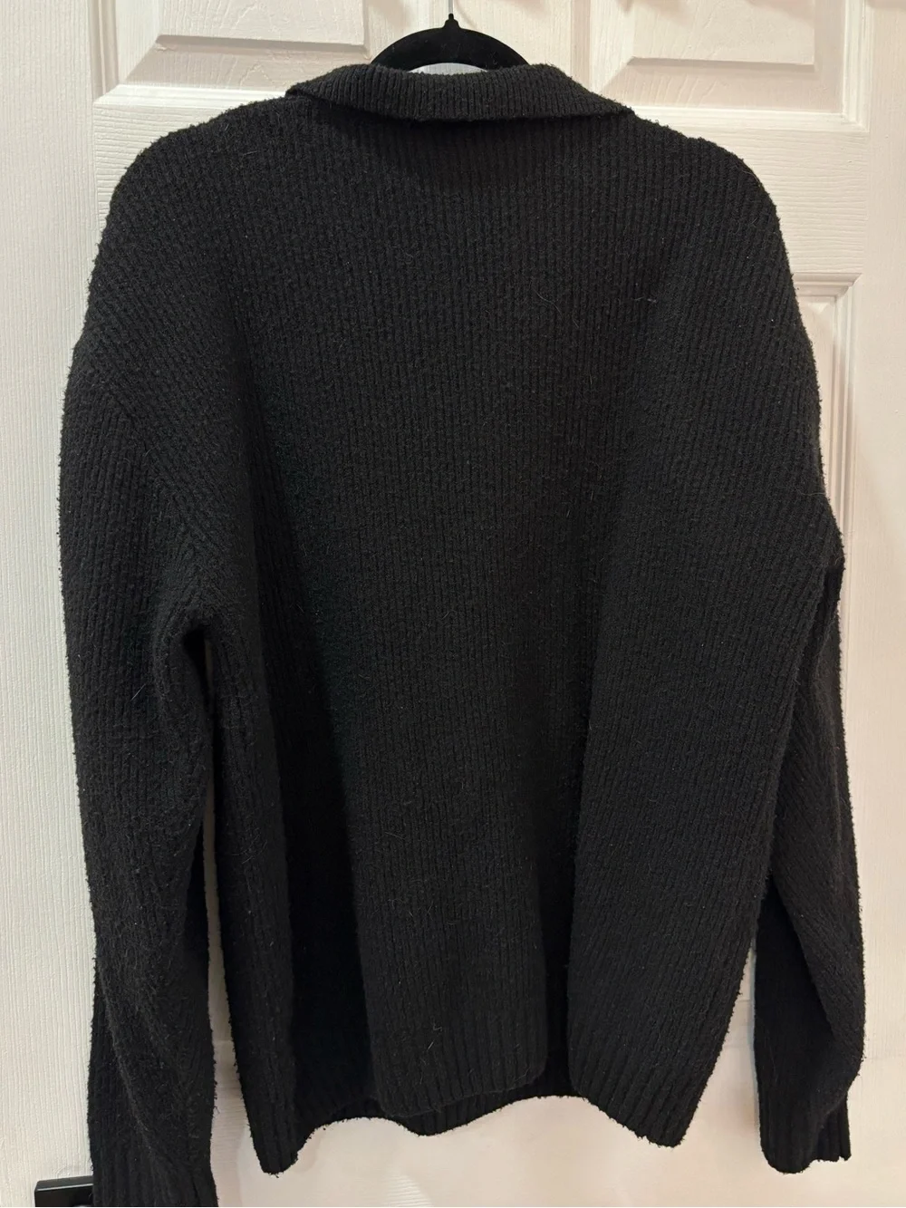 Black Knit Polo Sweater
